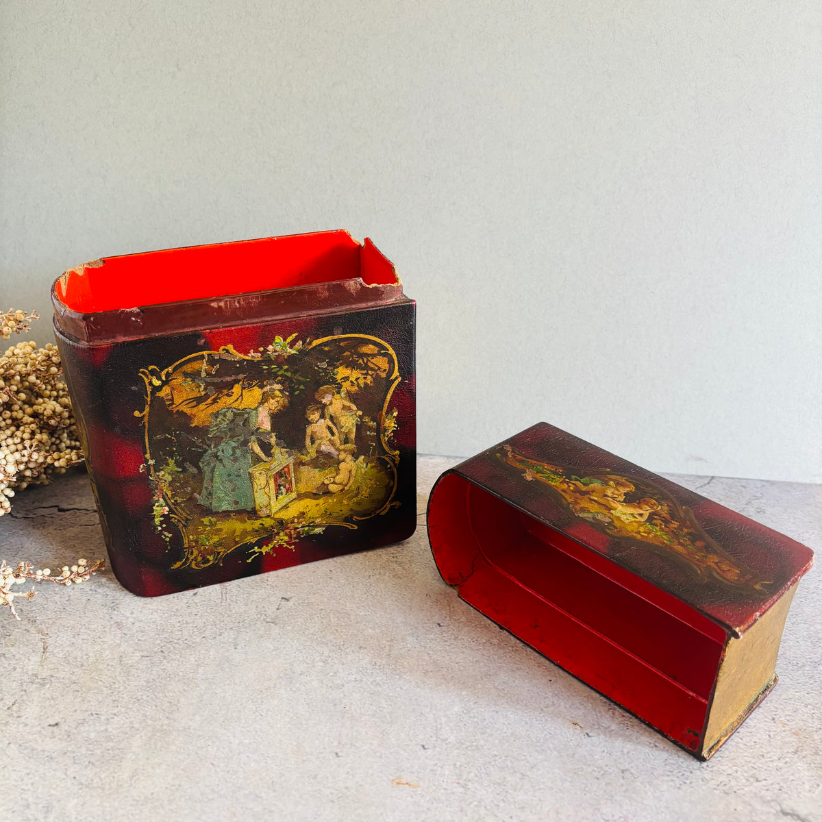 Rare Antique Vernis Martin Book Shape Box 