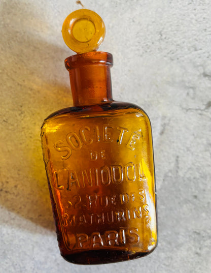 Vintage Amber Apothecary Bottle | French Vintage Collectors Bottle