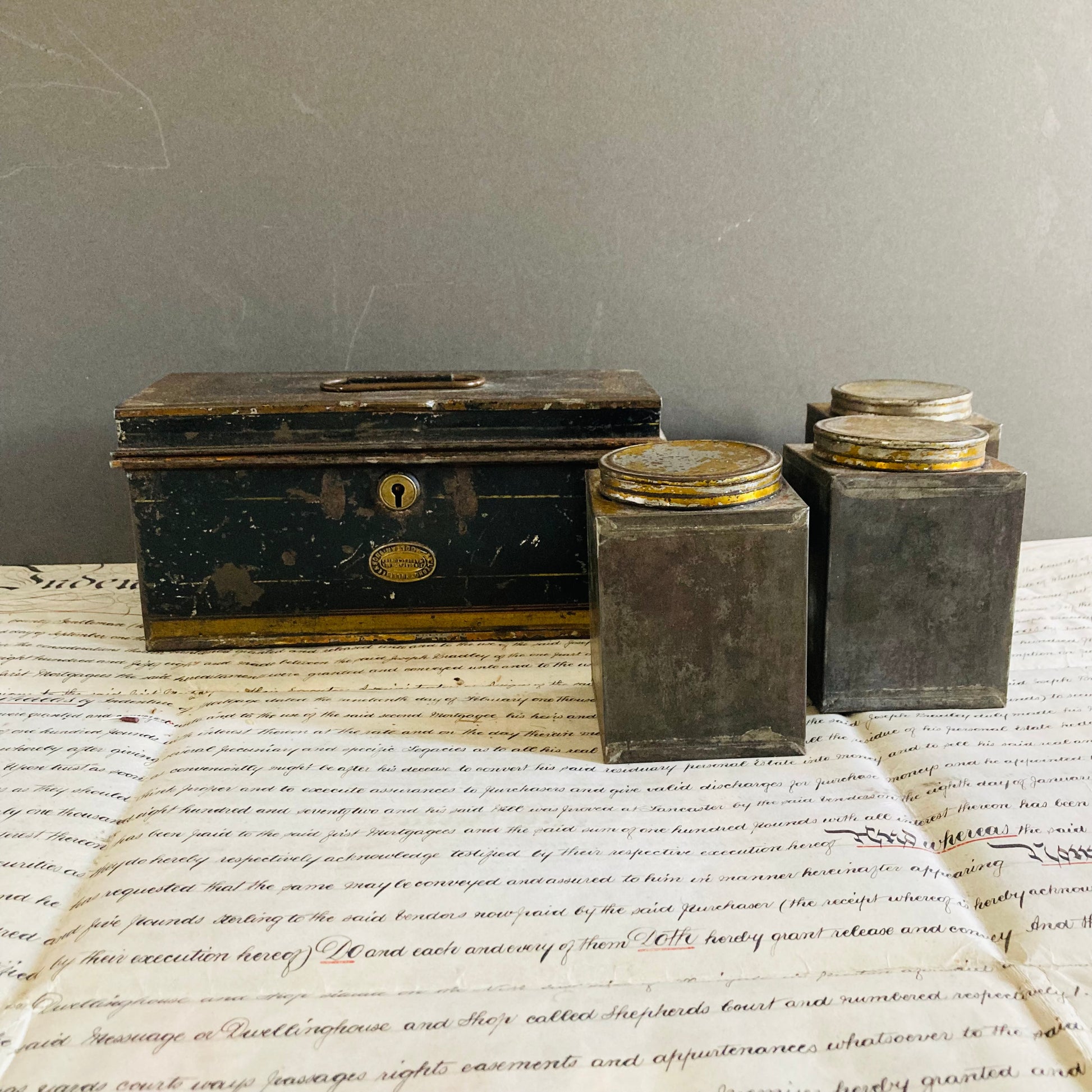 Antique Toleware Tea Caddie Tins | Refill Containers