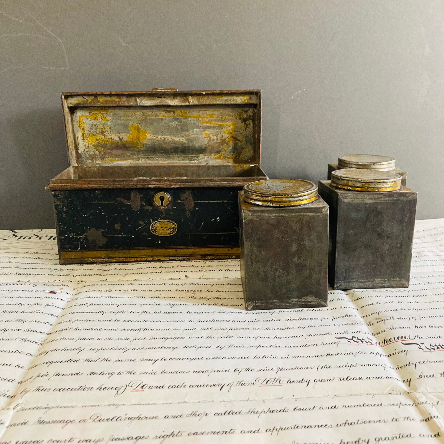 Antique Toleware Tea Caddie Tins | Refill Containers