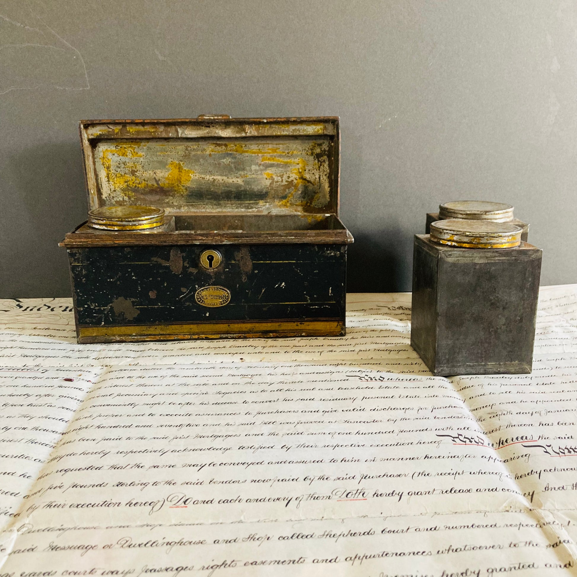 Antique Toleware Tea Caddie Tins | Refill Containers