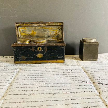 Antique Toleware Tea Caddie Tins | Refill Containers