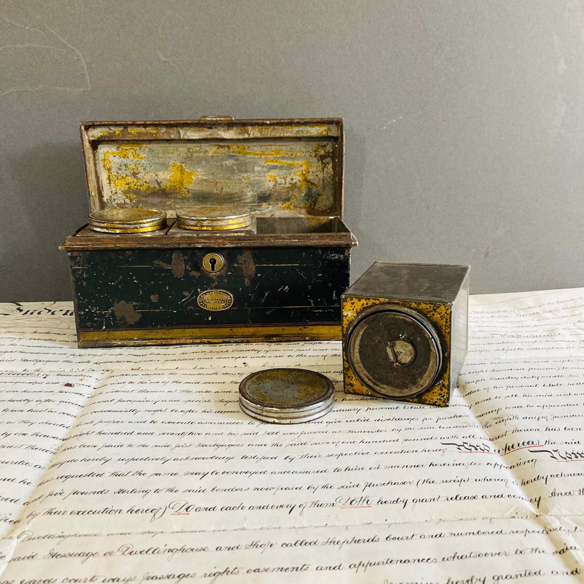 Antique Toleware Tea Caddie Tins | Refill Containers