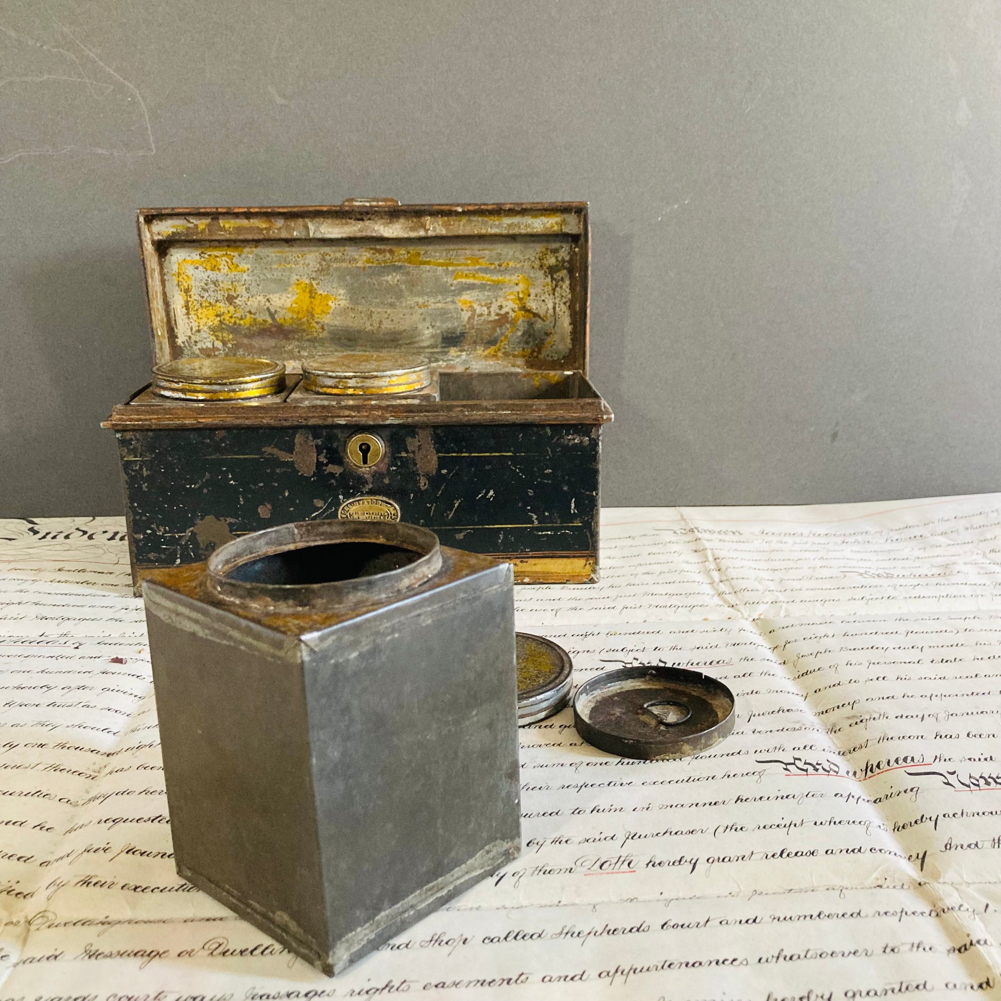 Antique Toleware Tea Caddie Tins | Refill Containers