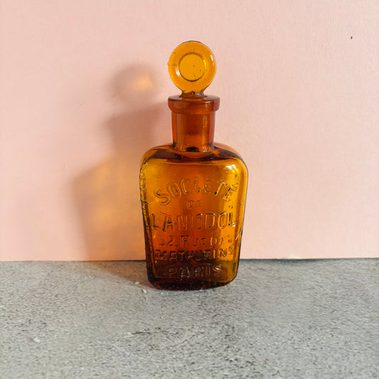 Vintage Amber Apothecary Bottle | French Vintage Collectors Bottle
