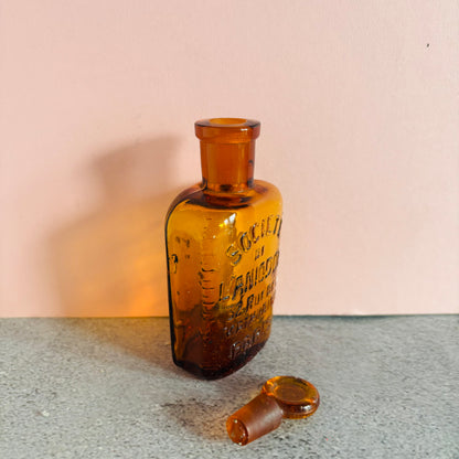 Vintage Amber Apothecary Bottle | French Vintage Collectors Bottle