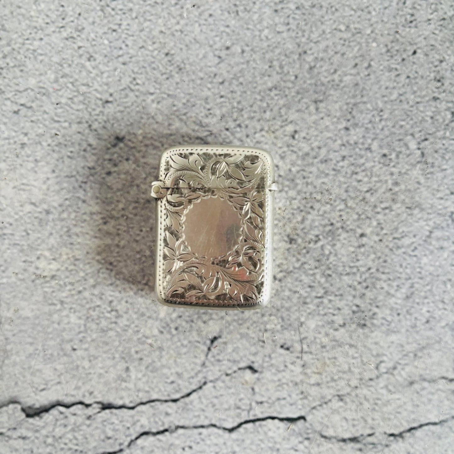 Rare Small Antique Silver Vesta Case Match Striker | Birmingham 1897