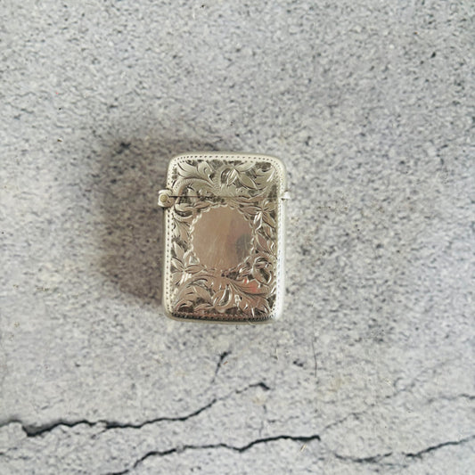 Rare Small Antique Silver Vesta Case Match Striker | Birmingham 1897