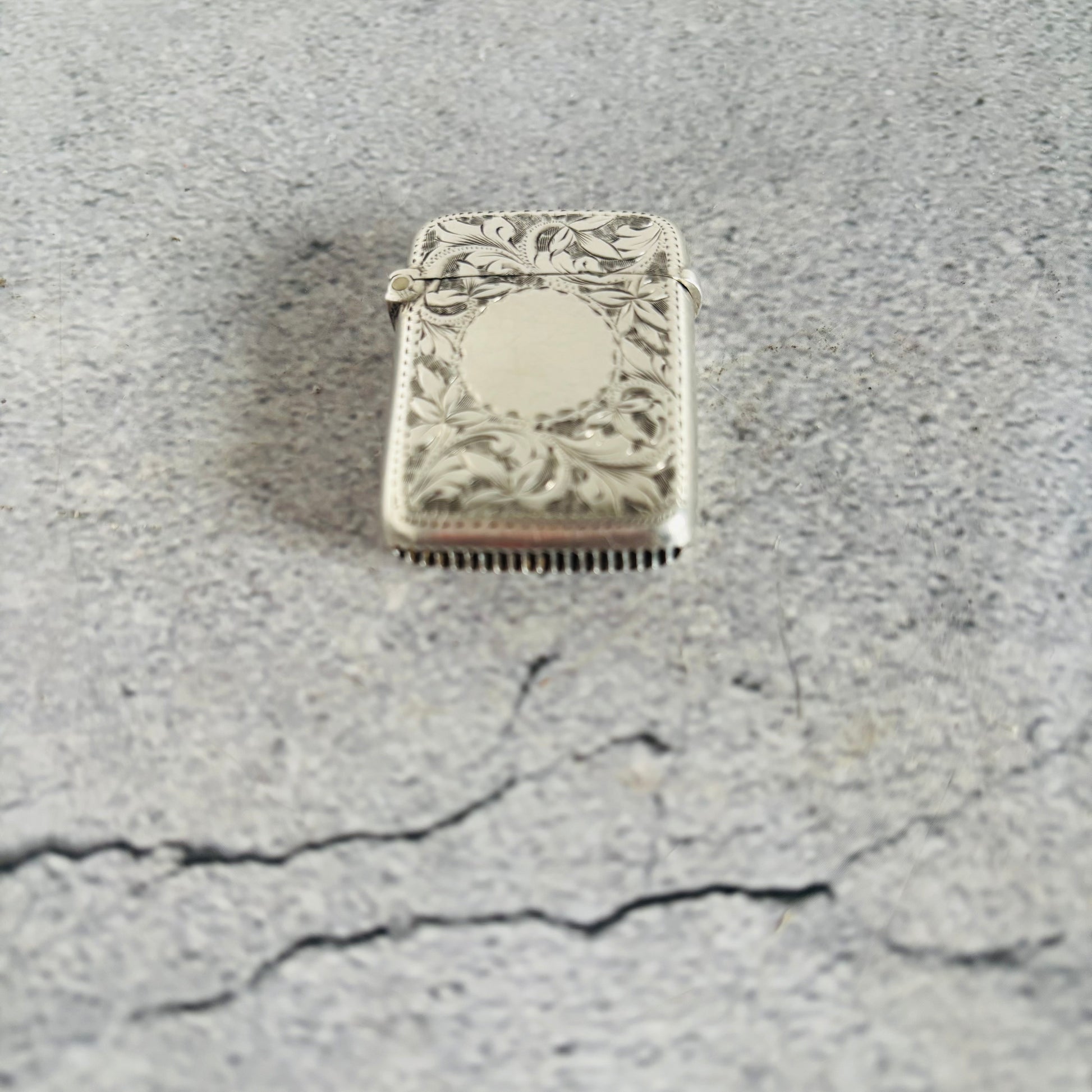 Rare Small Antique Silver Vesta Case Match Striker | Birmingham 1897