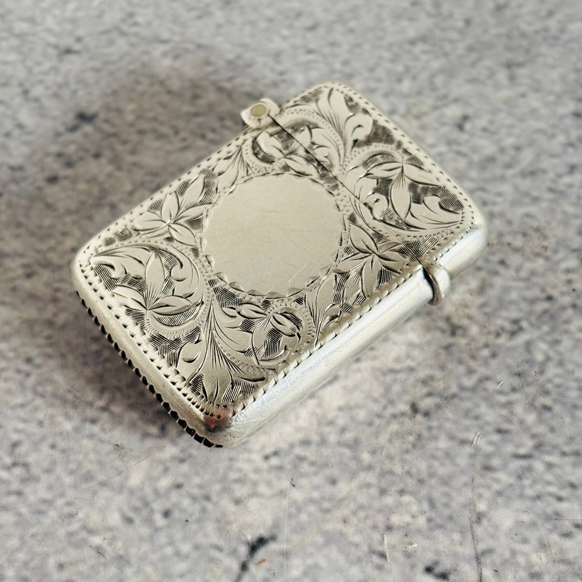 Rare Small Antique Silver Vesta Case Match Striker | Birmingham 1897