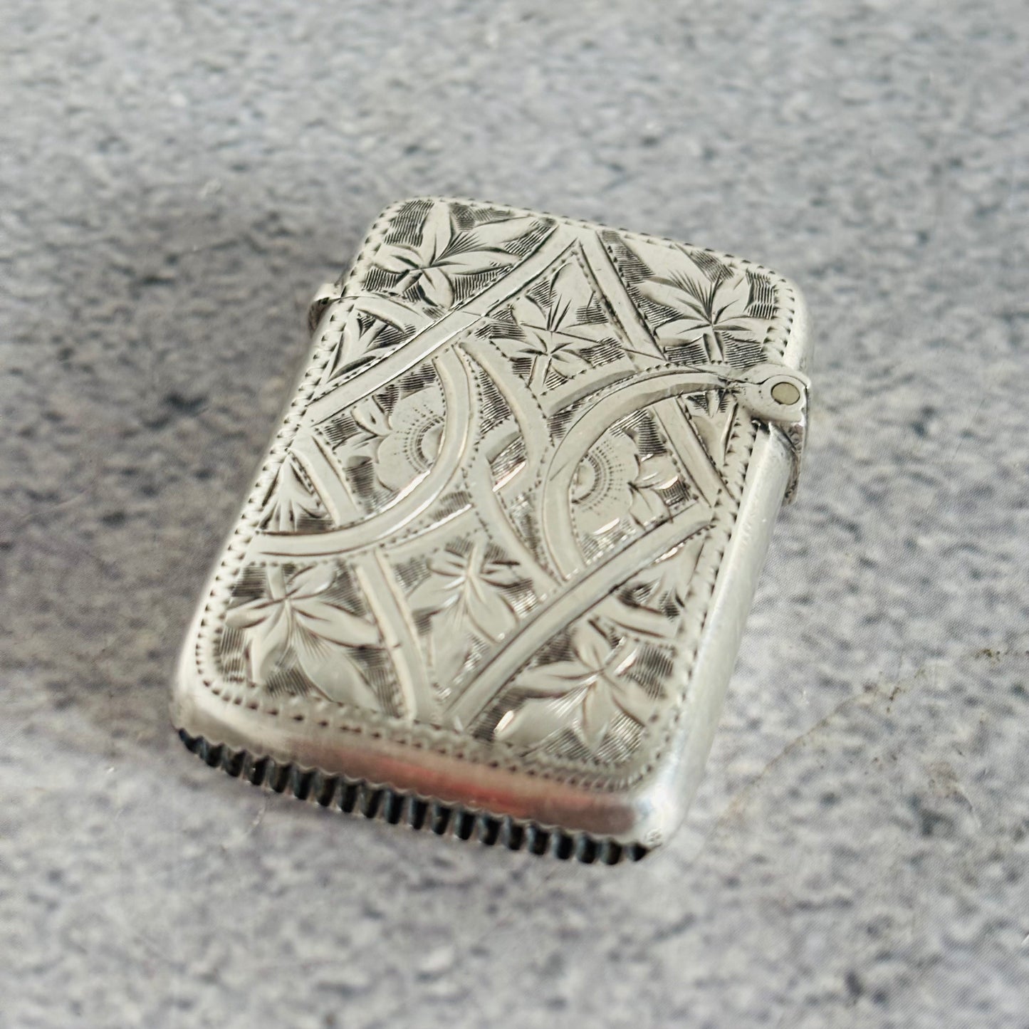 Silver engraved vesta match striker | Birmingham 1897