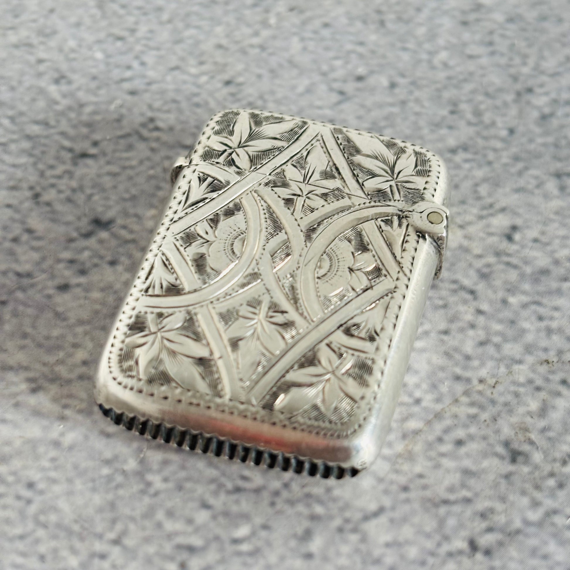 Silver engraved vesta match striker | Birmingham 1897