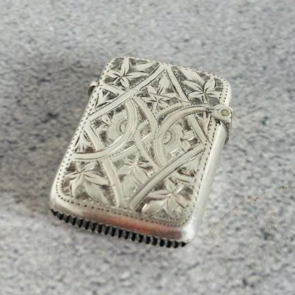 Silver engraved vesta match striker | Birmingham 1897