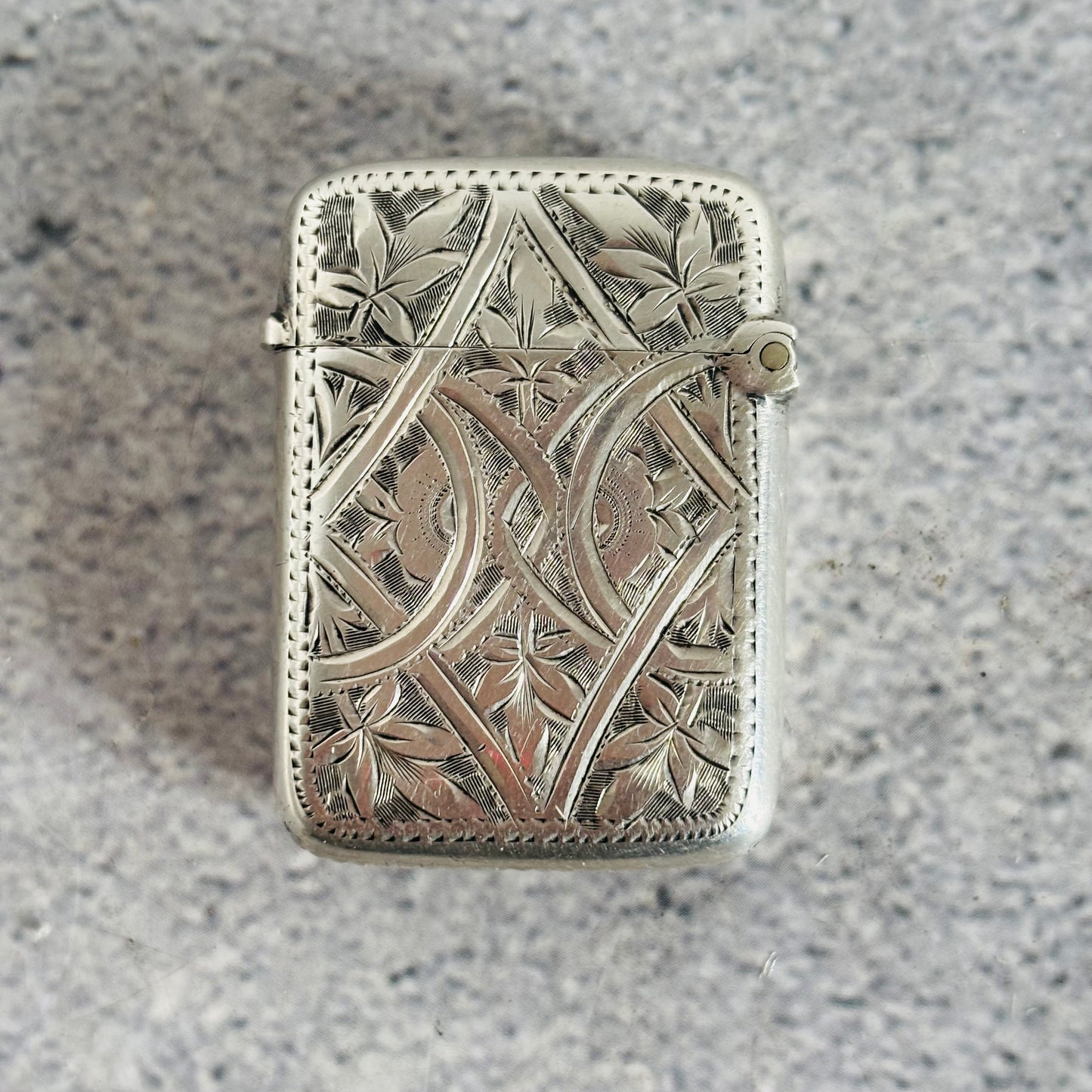 Silver engraved vesta match striker | Birmingham 1897