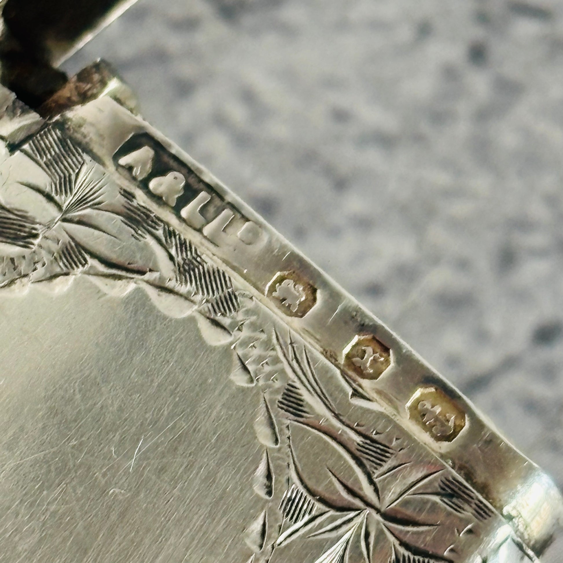 Silver engraved vesta match striker | Birmingham 1897