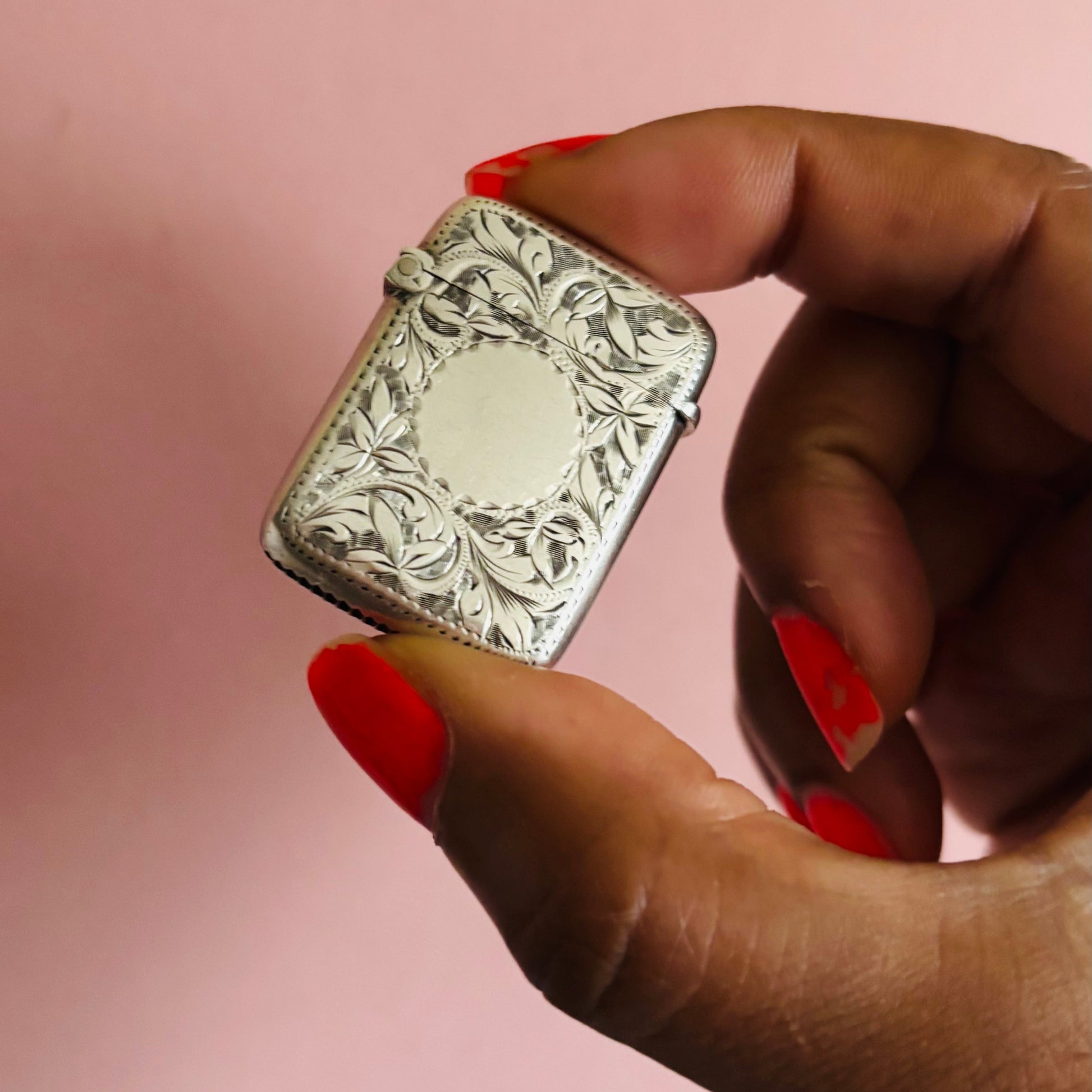 Silver engraved vesta match striker | Birmingham 1897