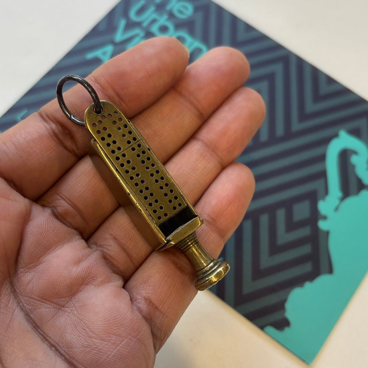 The Mixologist Tilly - Antique Brass Novelty Cribbage Board & Tamper