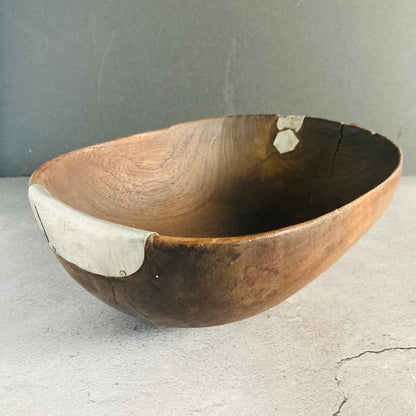 Vintage Large African Wood Repaired Tutsi Bowl
