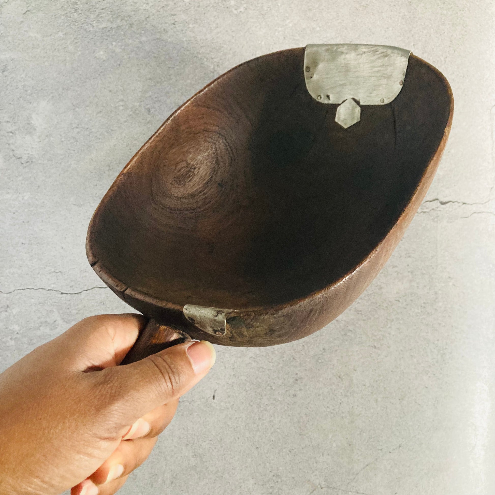 Vintage Large African Wood Repaired Tutsi Bowl