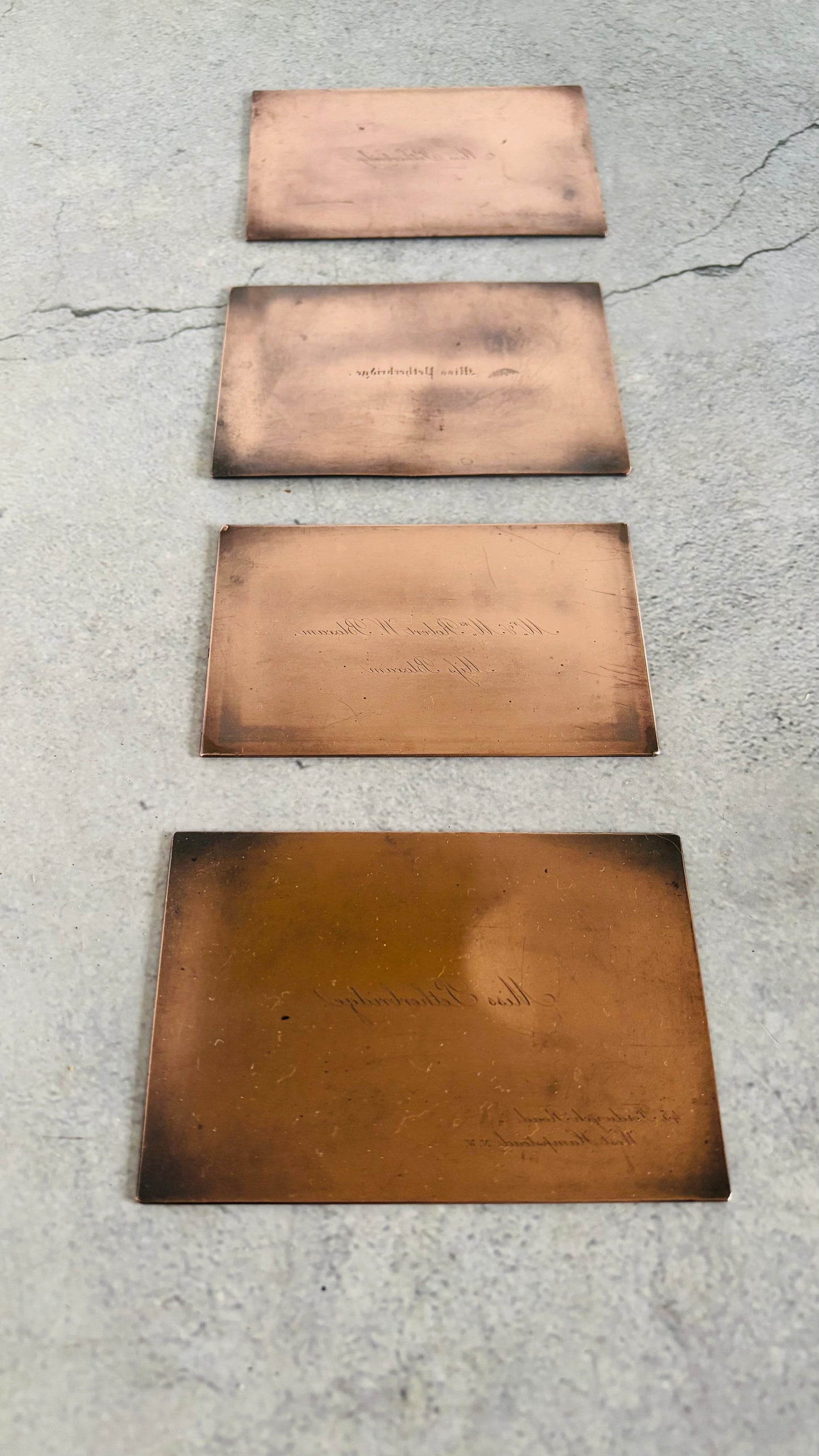 Antique Etched Copper Printing Plates For Calling Cards