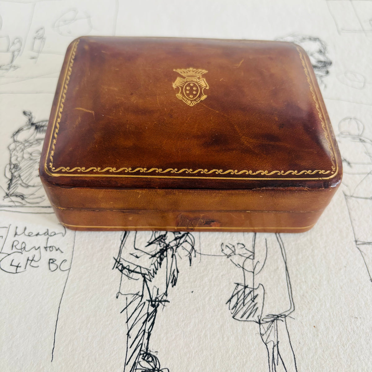 The Mixologist Estelle - Vintage Large Leather Florentine Box