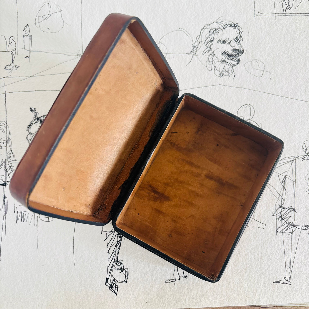 The Mixologist Estelle - Vintage Large Leather Florentine Box