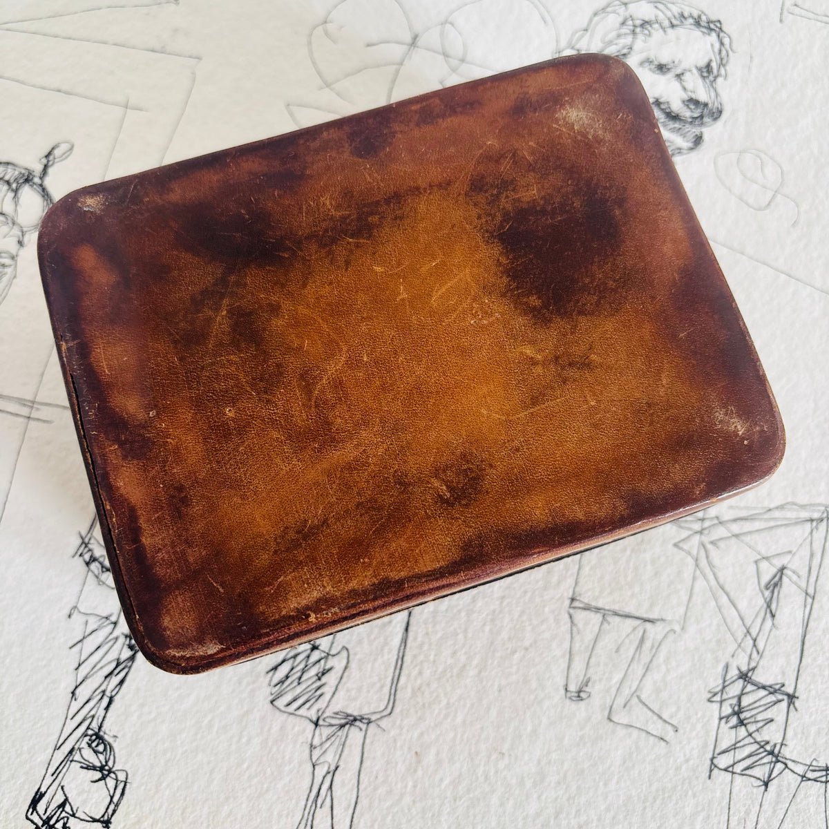 The Mixologist Estelle - Vintage Large Leather Florentine Box