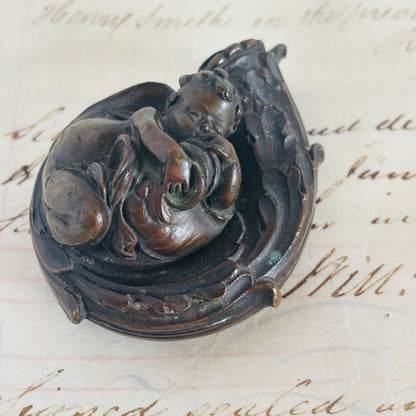 Antique Bronze Sculpture Sleeping Child
