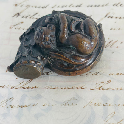 Antique Bronze Sculpture Sleeping Child