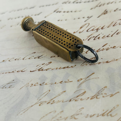 The Mixologist Tilly - Antique Brass Novelty Cribbage Board & Tamper