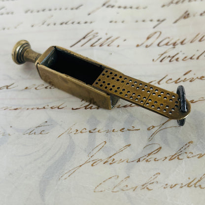The Mixologist Tilly - Antique Brass Novelty Cribbage Board & Tamper