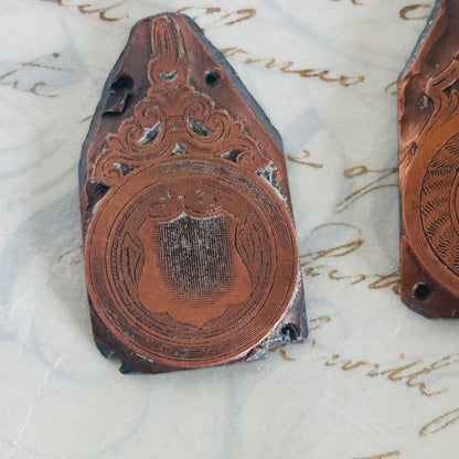 Antique Etched Copper Fob Medals Printing Plates
