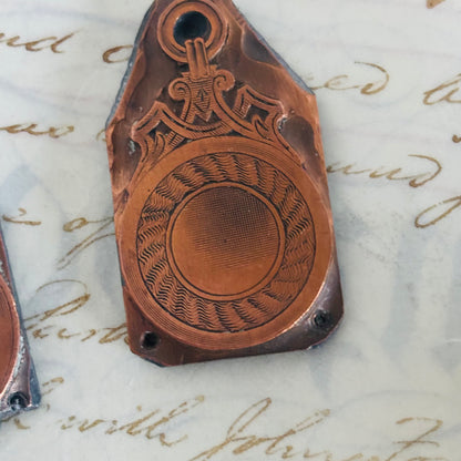 Antique Etched Copper Fob Medals Printing Plates