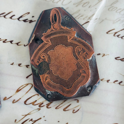 Antique Etched Copper Fob Medals Printing Plates