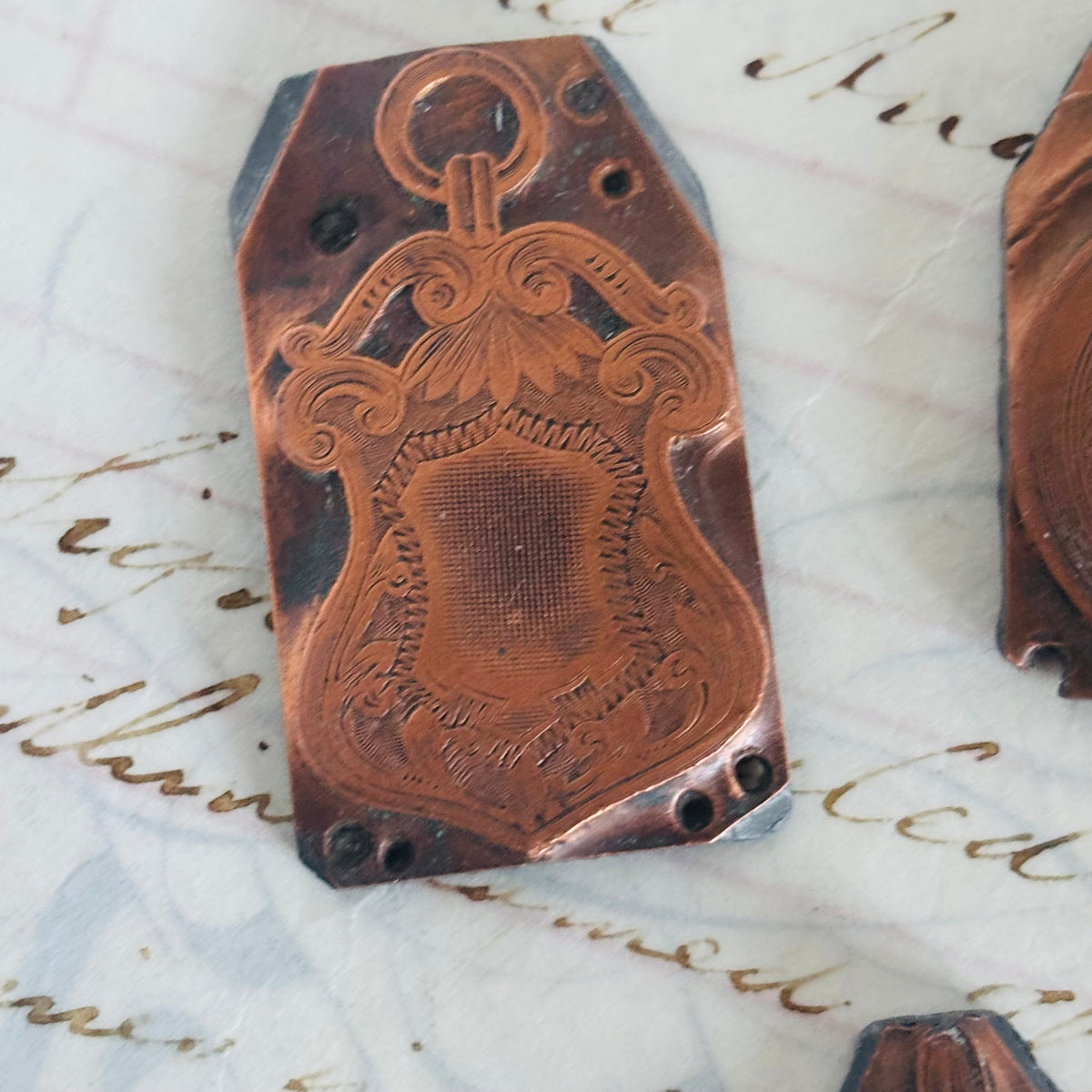 Antique Etched Copper Fob Medals Printing Plates