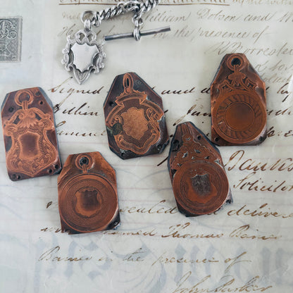 Antique Etched Copper Fob Medals Printing Plates