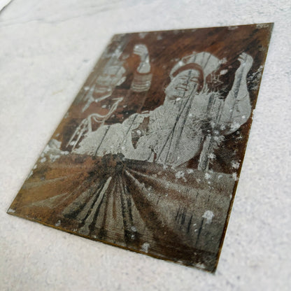Printing Plate of King George with Queen Elizabeth on the balcony of Buckingham Palace on their Silver Wedding day, waving to the crowds 