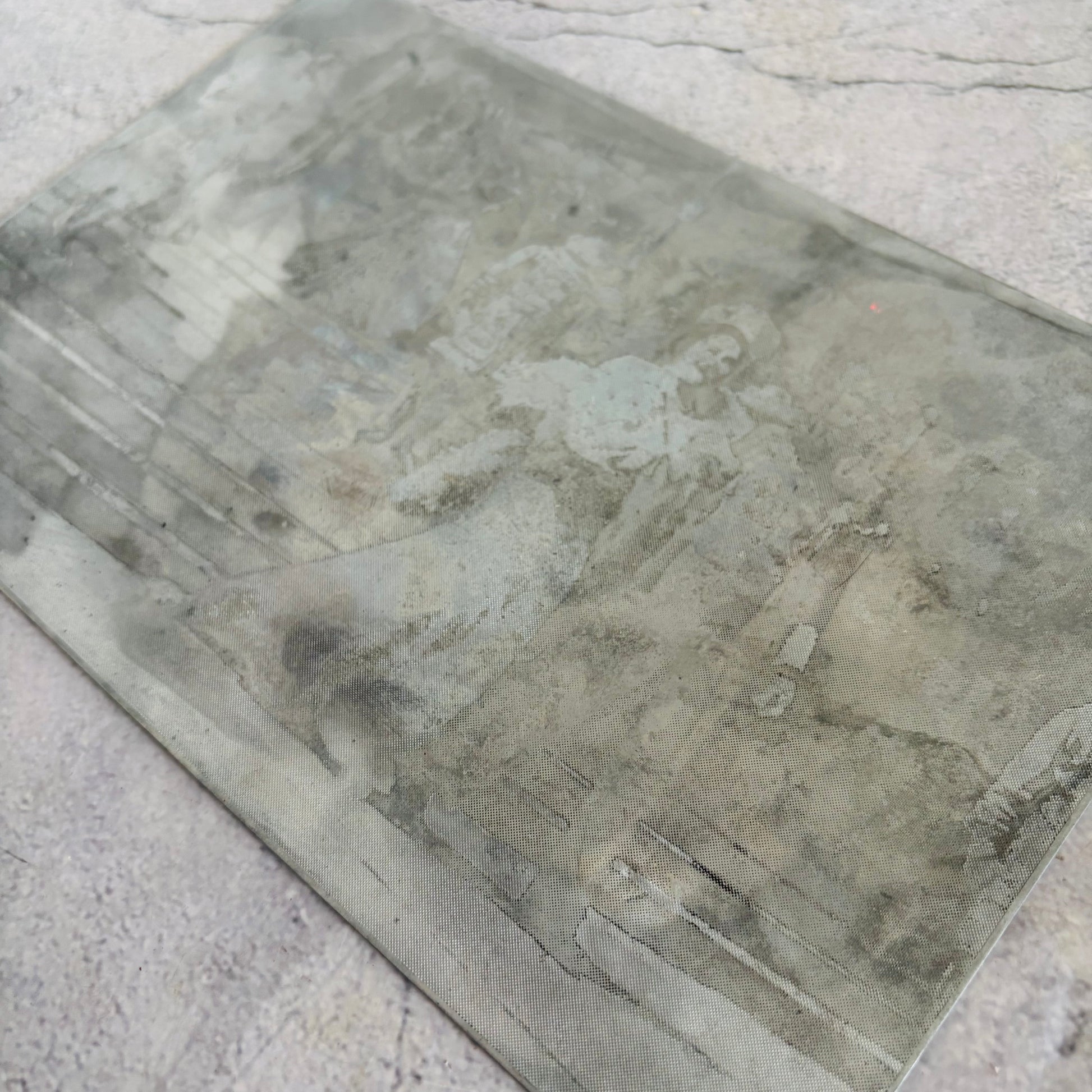Steel printing plate of King George with Queen Elizabeth walking down stairs crowd and Beefeaters, on their Silver Wedding day