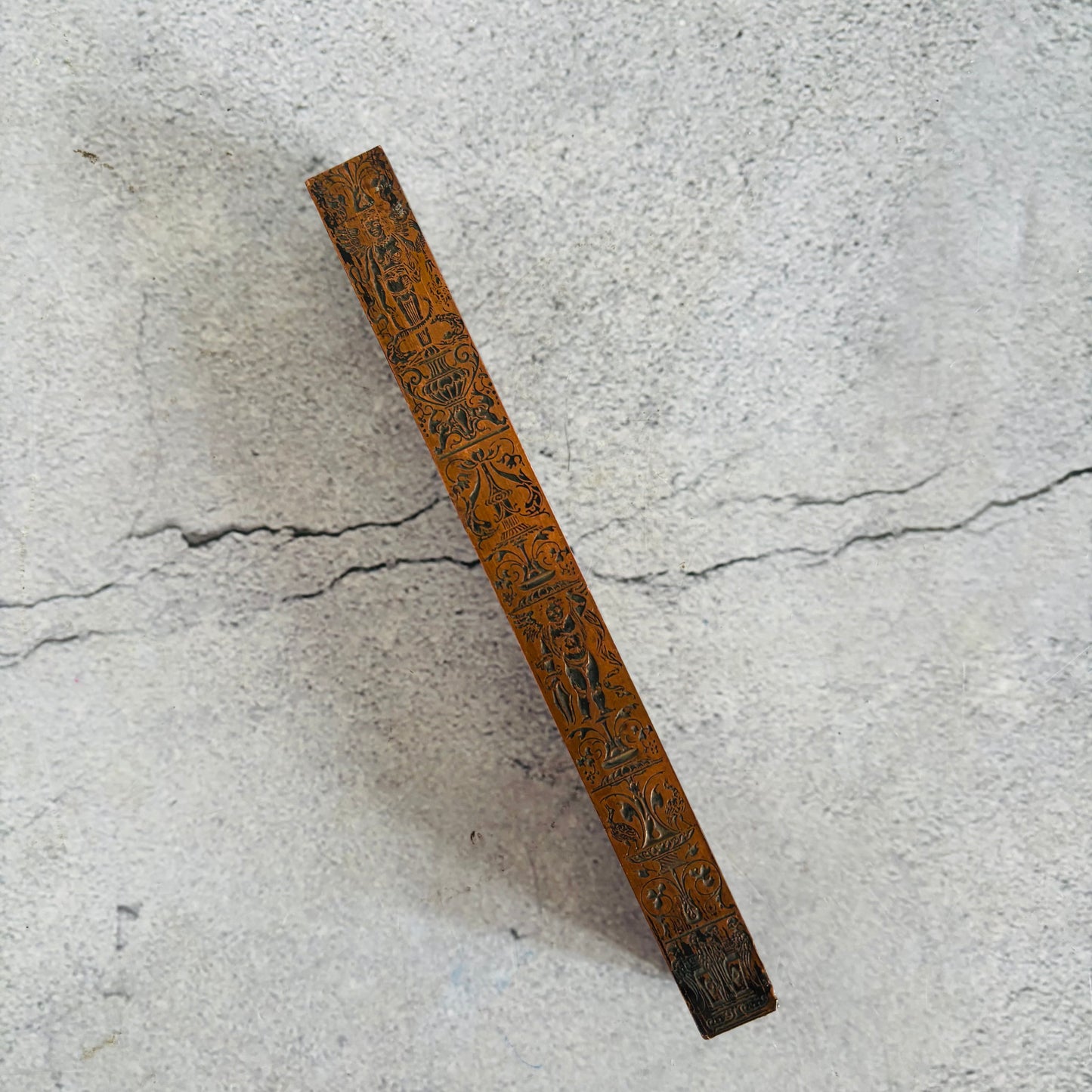 Antique Copper Printing Typeset Block Etched Rare Neo Classical Design