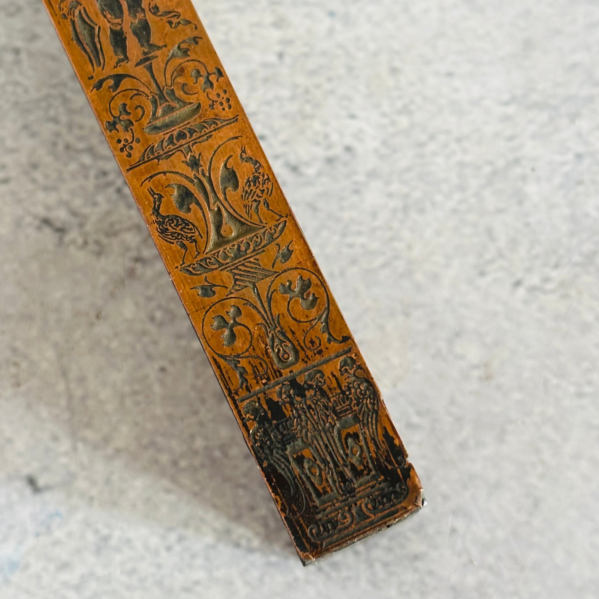 Antique Copper Printing Typeset Block Etched Rare Neo Classical Design