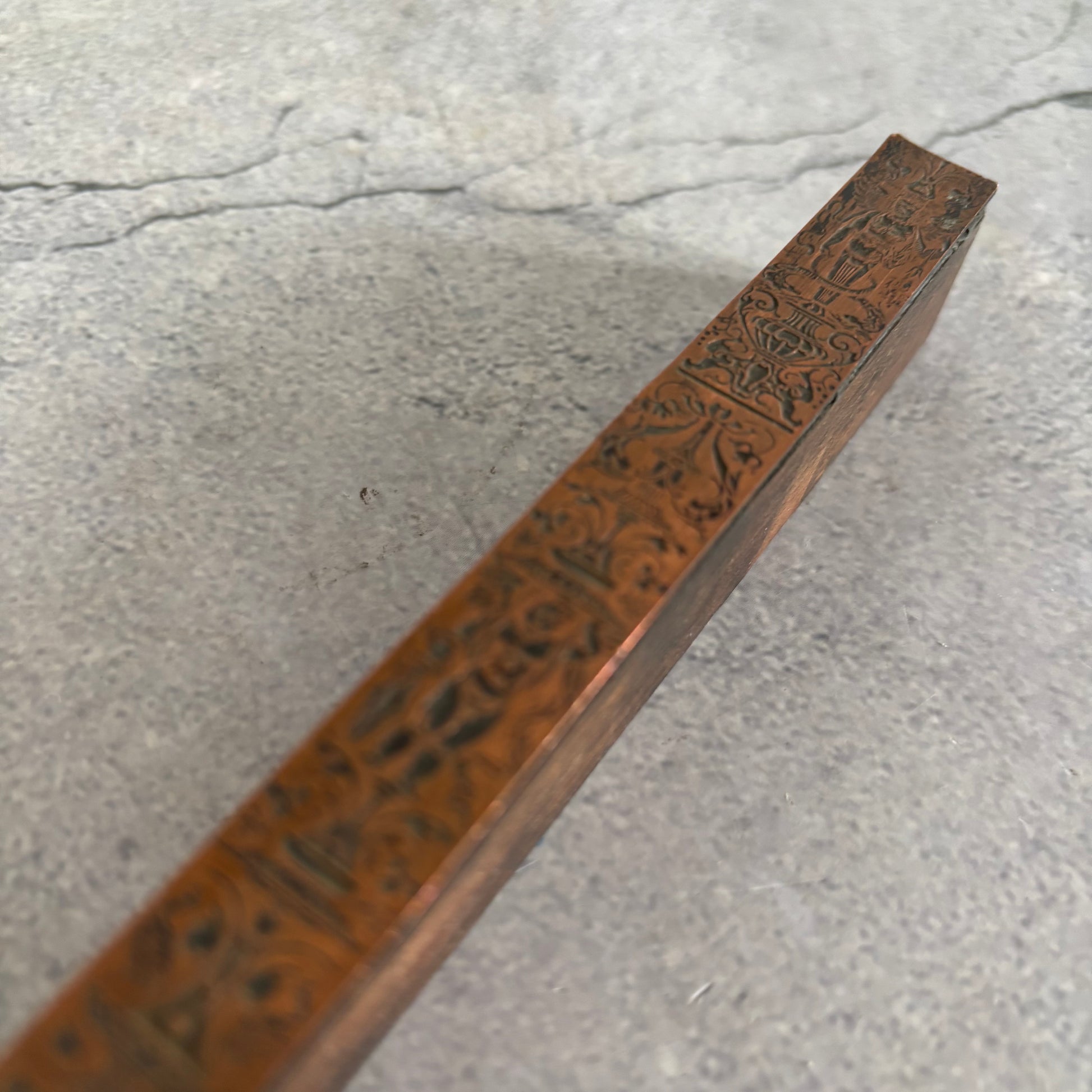 Antique Copper Printing Typeset Block Etched Rare Neo Classical Design