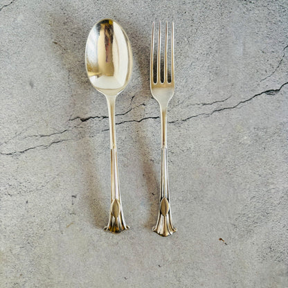 Silver spoon and fork by Mappin & Webb Onslow Pattern Cutlery