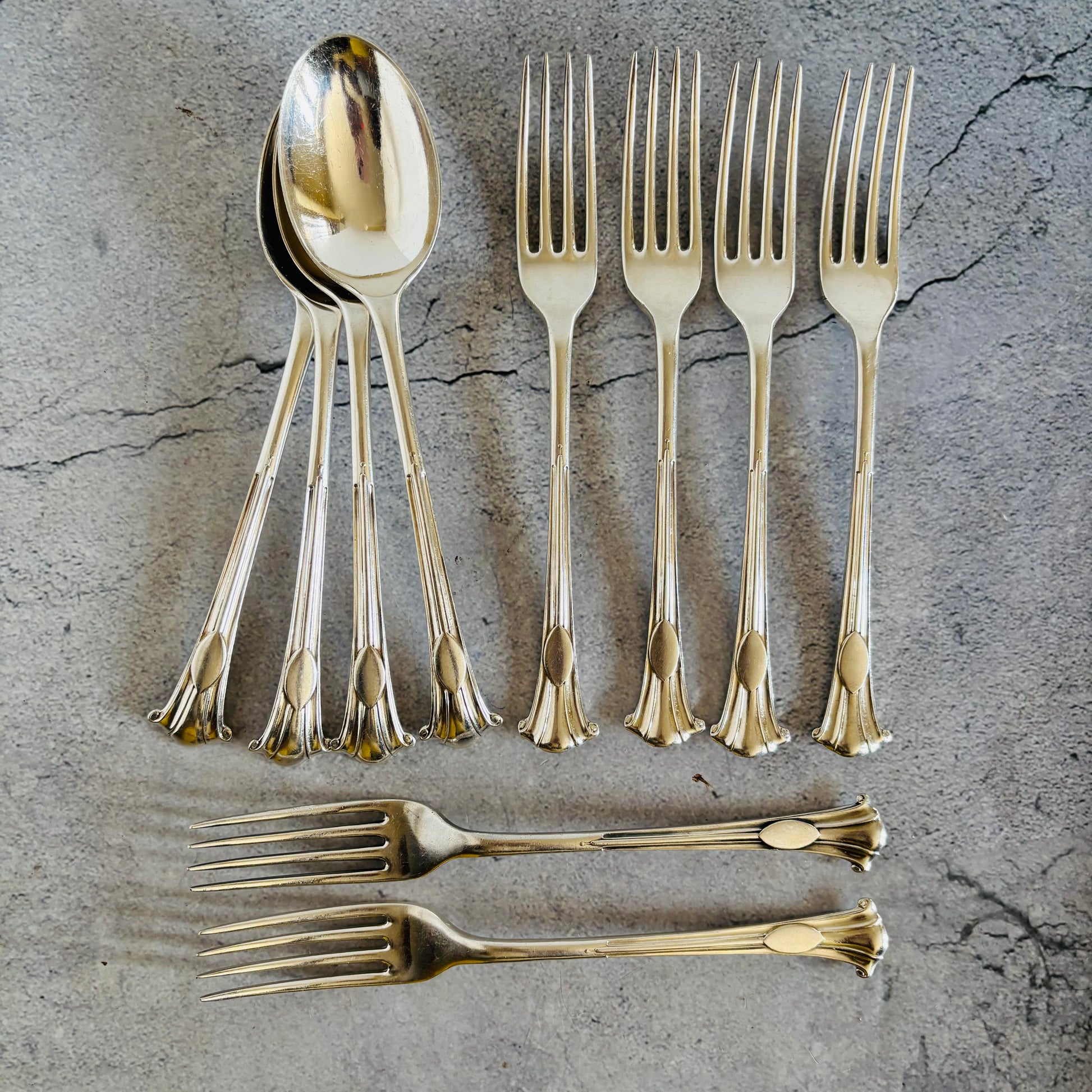 Silver spoons and forks by Mappin & Webb Onslow Pattern Cutlery