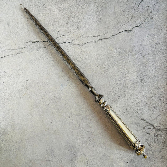 Antique Silver Mother Of Pearl Steel Skewer With A Beautifully Handle