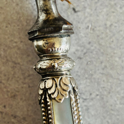 Antique Silver Mother Of Pearl Steel Skewer With A Beautifully Handle