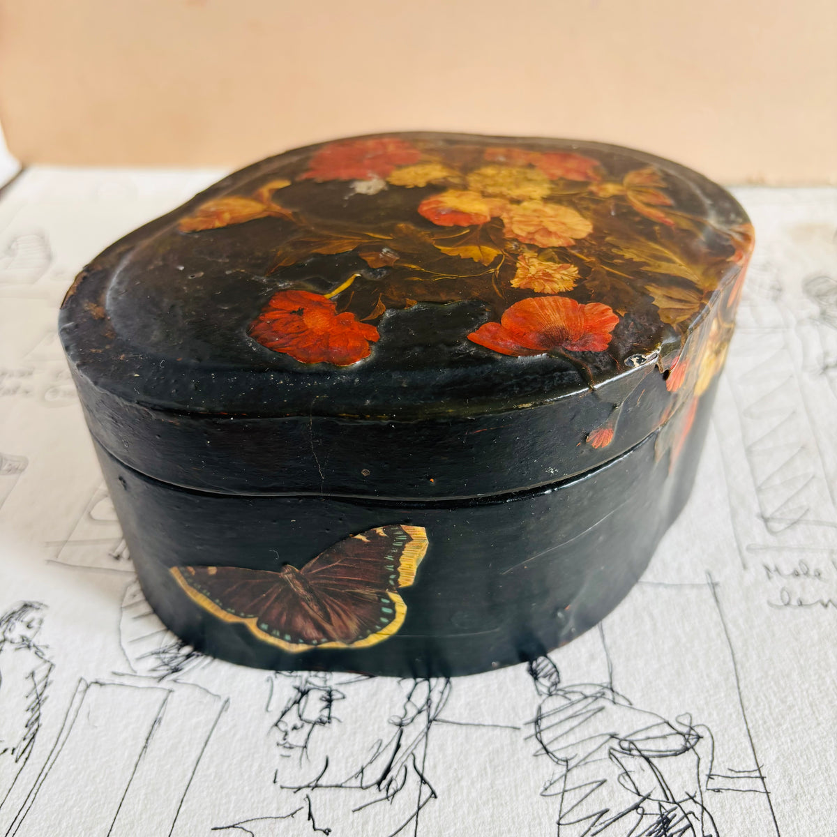 The Mixologist Mo - Victorian Black Lacquer Paper Mache Box