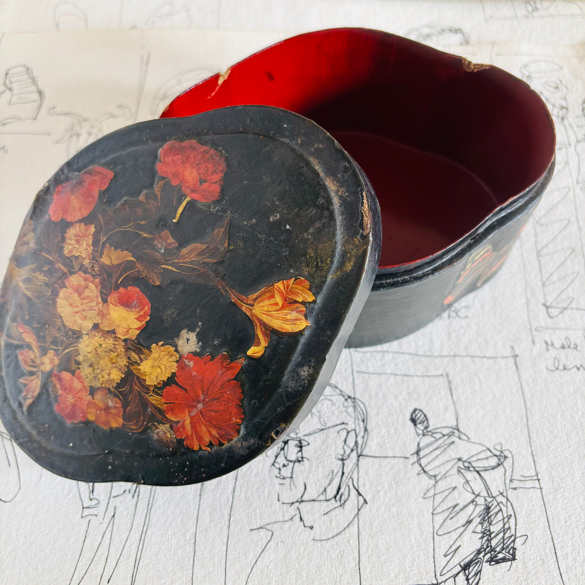 The Mixologist Mo - Victorian Black Lacquer Paper Mache Box