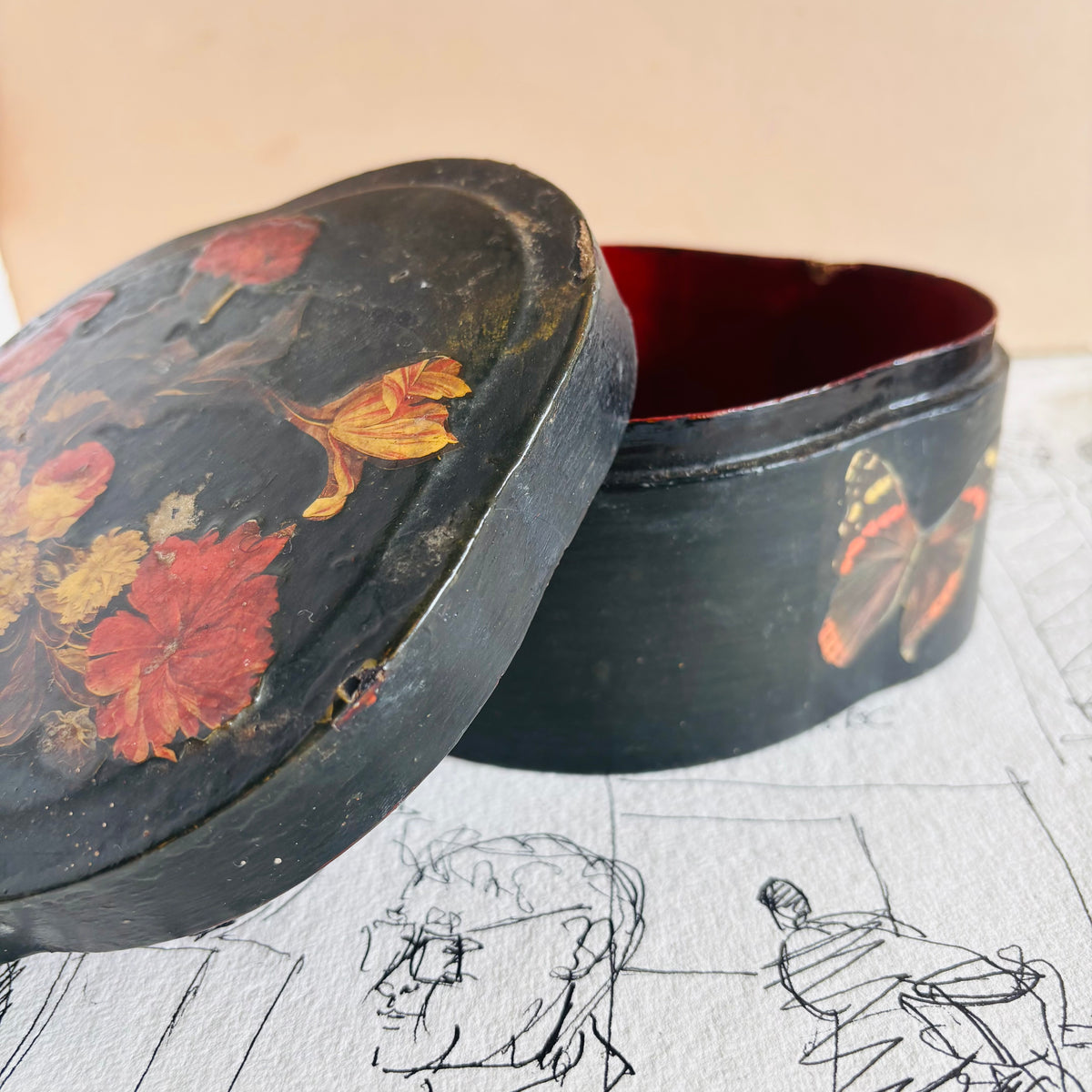 The Mixologist Mo - Victorian Black Lacquer Paper Mache Box