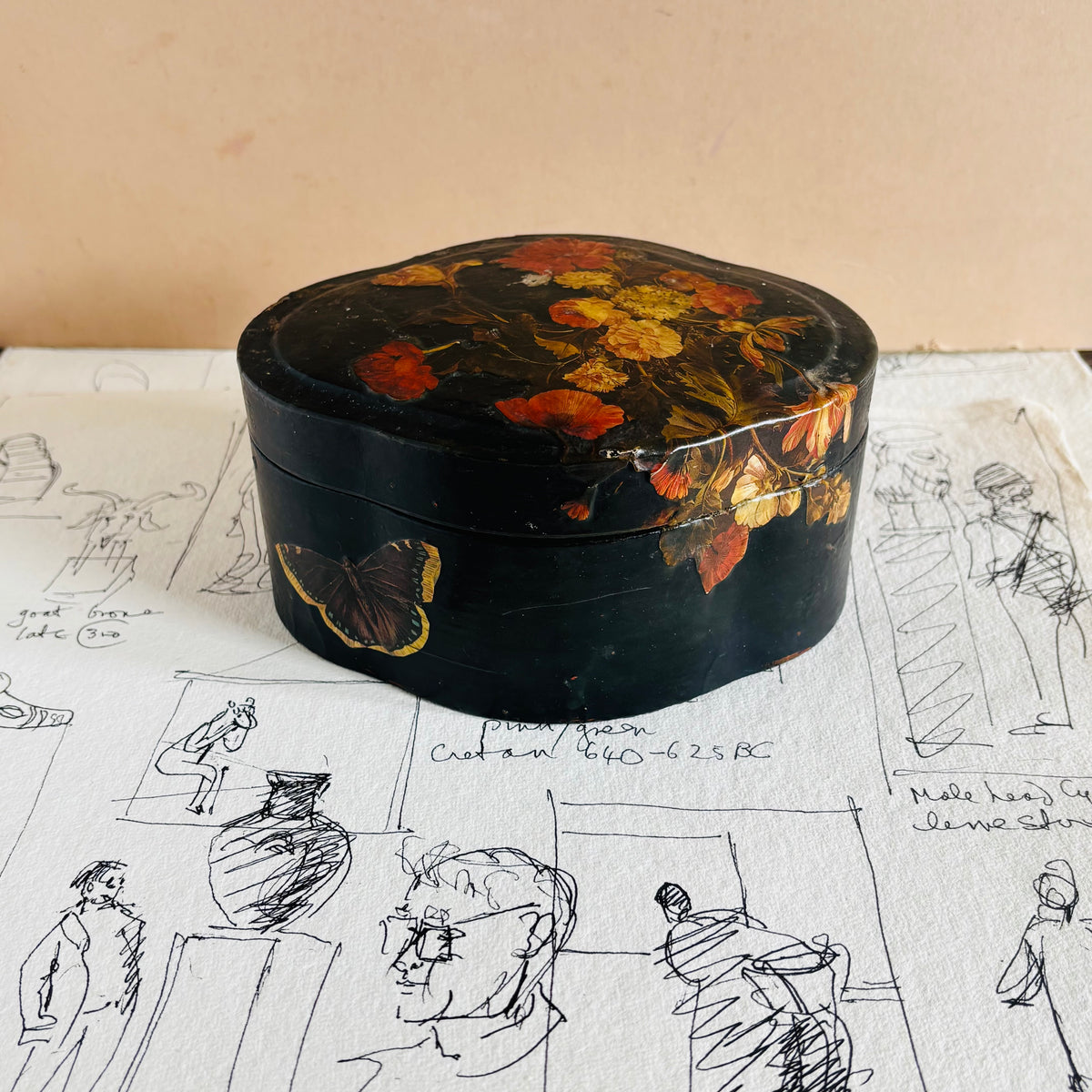 The Mixologist Mo - Victorian Black Lacquer Paper Mache Box