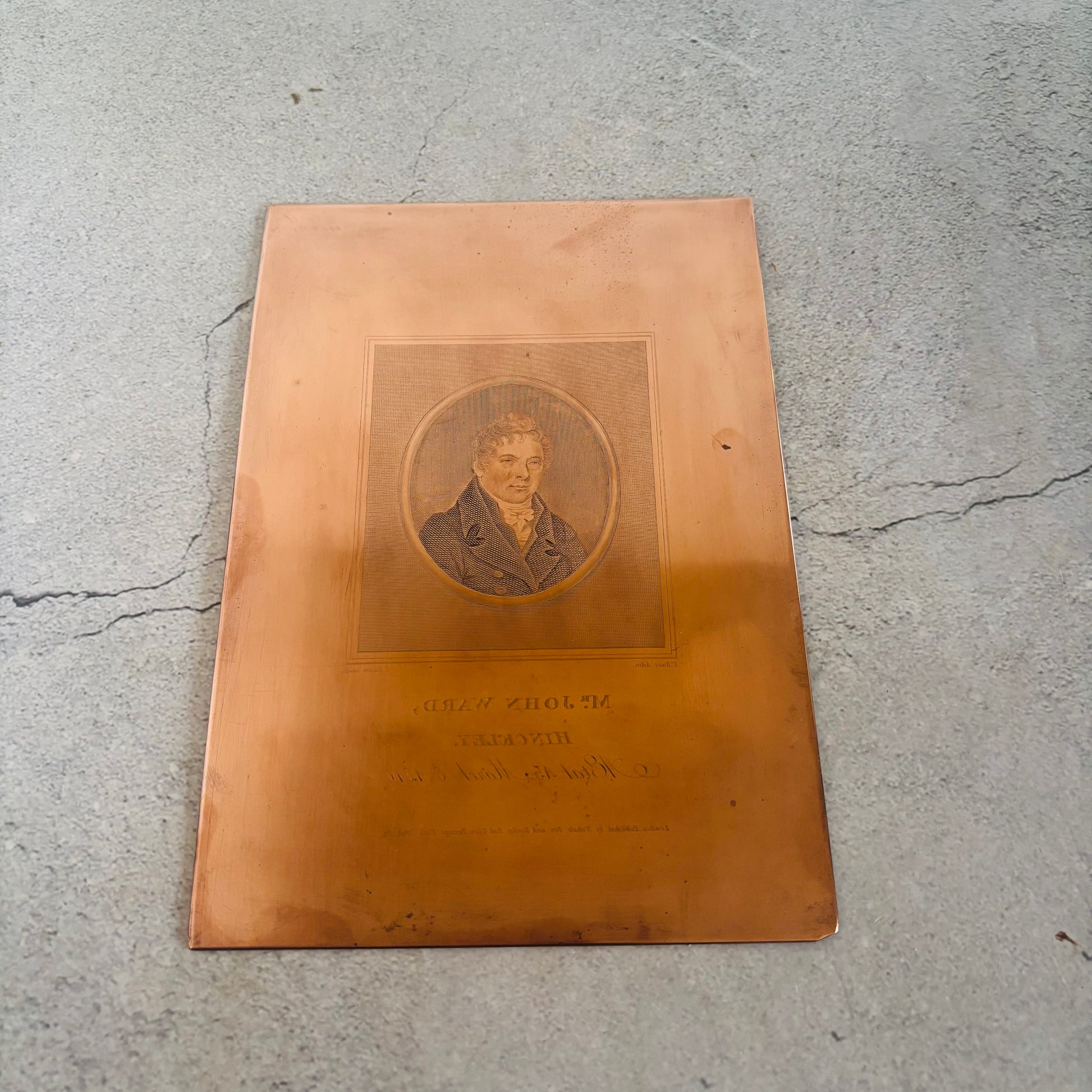 Antique Etched Copper Printing Plate of John Ward Engraved By J Basire